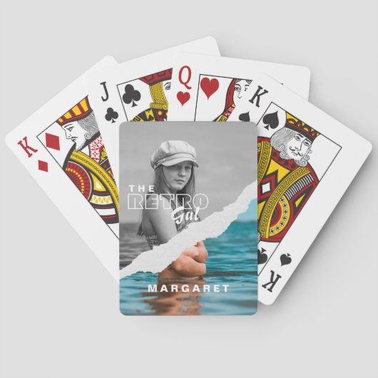 レトロスタイリッシュブラック&ホワイトポートレートフォトディスプレイ トランプ (裏面)