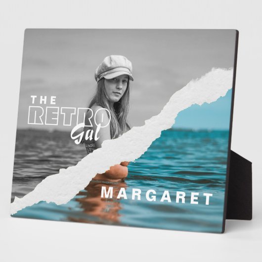 レトロスタイリッシュブラック&ホワイトポートレートフォトディスプレイ フォトプラーク (側面)