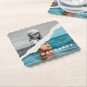 レトロスタイリッシュブラック&ホワイトポートレートフォトディスプレイ ペーパーコースター (アングル)