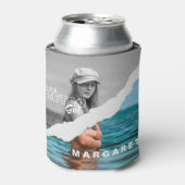 レトロスタイリッシュブラック&ホワイトポートレートフォトディスプレイ 缶クーラー (缶正面)