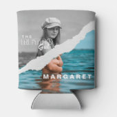 レトロスタイリッシュブラック&ホワイトポートレートフォトディスプレイ 缶クーラー (裏面)