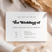 レトロスタイリッシュブラック&ホワイトミニマル結婚リスト 招待状