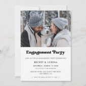 レトロスタイリッシュブラック&ホワイト婚約パーティ 招待状 (正面)