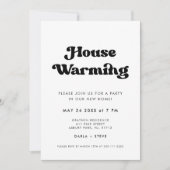 レトロスタイリッシュブラック&ホワイト引っ越し祝いパーティーパーティー 招待状 (正面)