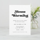 レトロスタイリッシュブラック&ホワイト引っ越し祝いパーティーパーティー 招待状 (スタンド正面)