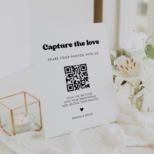 レトロスタイリッシュブラック&ホワイト愛をキャプチャ 台座サイン