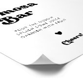 レトロスタイリッシュブラック&ホワイト桃佐バー標識 ポスター (角)