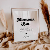 レトロスタイリッシュブラック&ホワイト桃佐バー標識 ポスター