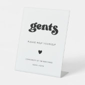 レトロスタイリッシュブラック&ホワイト紳士バスルーム 台座サイン (正面)