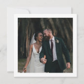 レトロスタイリッシュブラック&ホワイト結婚スクエア サンキューカード (正面)