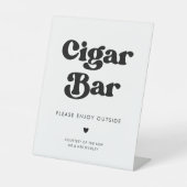 レトロスタイリッシュブラック&ホワイト結婚ズシガーバー 台座サイン (正面)