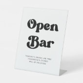 レトロスタイリッシュブラック&ホワイト結婚ズ・オープンバー 台座サイン (正面)