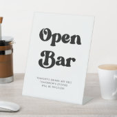 レトロスタイリッシュブラック&ホワイト結婚ズ・オープンバー 台座サイン (インサイチュ)