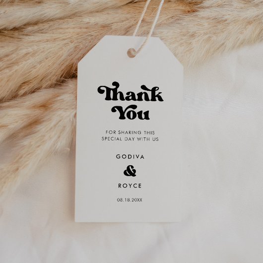 レトロスタイリッシュブラック&ホワイト結婚ズ ギフトタグ