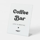 レトロスタイリッシュブラック&ホワイト結婚ズ・コーヒーバー 台座サイン (正面)
