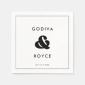 レトロスタイリッシュブラック&ホワイト結婚ズ スタンダードカクテルナプキン (正面)