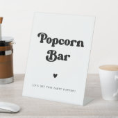 レトロスタイリッシュブラック&ホワイト結婚ズ・ポップコーンバー 台座サイン (インサイチュ)