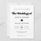 レトロスタイリッシュブラック&ホワイト結婚ズ 招待状 (正面)