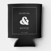 レトロスタイリッシュブラック&ホワイト結婚ズ 缶クーラー (正面)