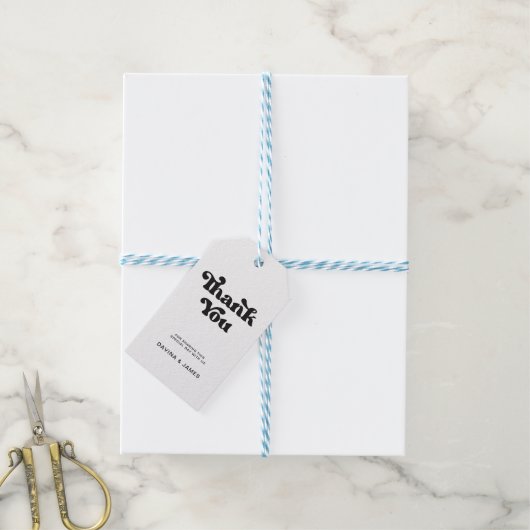 レトロスタイリッシュブラック&ホワイト結婚式の引き出物バッグ ギフトタグ (より糸付き)