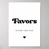 レトロスタイリッシュブラック&ホワイト結婚式の引き出物標識 ポスター (正面)