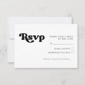 レトロスタイリッシュブラック&ホワイト結婚式RSVPカード 出欠カード (正面)