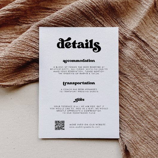 レトロスタイリッシュブラック&ホワイト詳細QRコード エンクロージャーカード