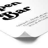 レトロスタイリッシュブラック&ホワ結婚イトのオープンバー標識 ポスター (角)