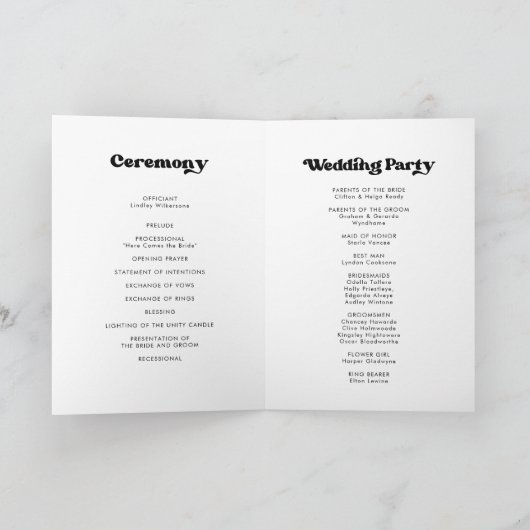 レトロスタイリッシュブラック&ホワ結婚イトの折り畳みプログラム プログラム (内部)