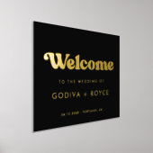 レトロスタイリッシュブラック&金ゴールドへようこそ私た結婚ちの 箔ポスター (レイダウン)