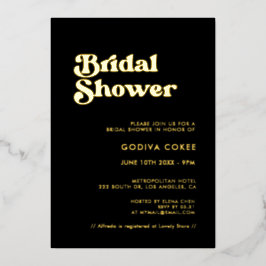 レトロスタイリッシュブラック&金ゴールドブライダルシャワー 箔招待状
