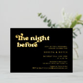 レトロスタイリッシュブラック&金ゴールド前夜 箔招待状 (立ち正面)