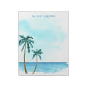 レトロスタイリッシュブルーとホワイトトロピカルパーム ノートパッド (回転)