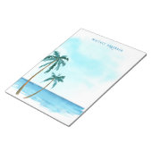 レトロスタイリッシュブルーとホワイトトロピカルパーム ノートパッド (アングル)