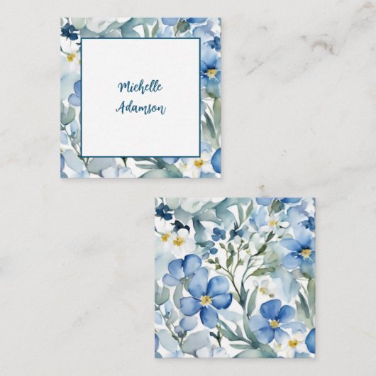 レトロスタイリッシュプエレガントラインスカイブルーホワイト エンクロージャーカード (正面/裏面)