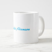 レトロスタイリッシュプエレガントラインスカイブルーホワイト ジャンボコーヒーマグカップ (正面右)