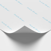 レトロスタイリッシュプエレガントラインスカイブルーホワイト ラッピングペーパー (角)