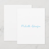 レトロスタイリッシュプエレガントラインスカイブルーホワイト 出欠カード (正面/裏面)