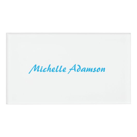 レトロスタイリッシュプエレガントラインスカイブルーホワイト 名札 (正面)