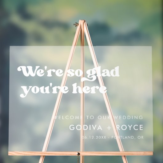 レトロスタイリッシュホワイト、あなたはここで曇り喜び アクリルサイン (ニュートラル)