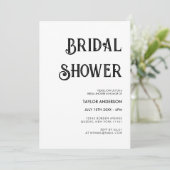 レトロスタイリッシュホワイト&ブラックブライダルシャワー 招待状 (スタンド正面)