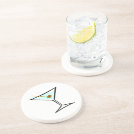 レトロスタイリッシュマルティーニとグリーンオリーブとピメント コースター