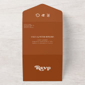 レトロスタイリッシュー焦げオレンジ結婚色 オールインワン招待状 (外側)