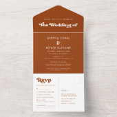 レトロスタイリッシュー焦げオレンジ結婚色 オールインワン招待状 (内側)