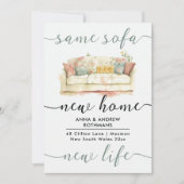 レトロスタイリッシュ同じソファ新しいホームフローラ水色 案内状 (正面)