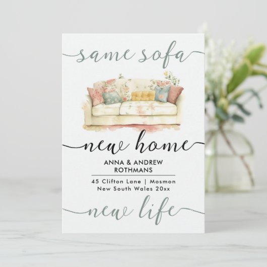 レトロスタイリッシュ同じソファ新しいホームフローラ水色 案内状 (スタンド正面)