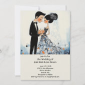 レトロスタイリッシュ対結婚式招待状 招待状 (正面)