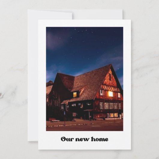 レトロスタイリッシュ引っ越し祝いパーティーパーティー写真 招待状 (裏面)