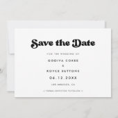 レトロスタイリッシュ日付のフォトカードの保存 案内状 (裏面)