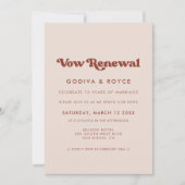 レトロスタイリッシュ桃ピンクの誓いの更新 招待状 (正面)